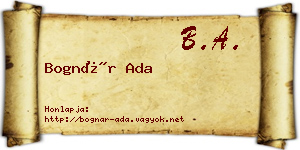 Bognár Ada névjegykártya
